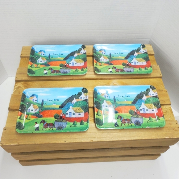4 Mebel Vintage Mini Italy Naive Painting Tray - Picture 1 of 10